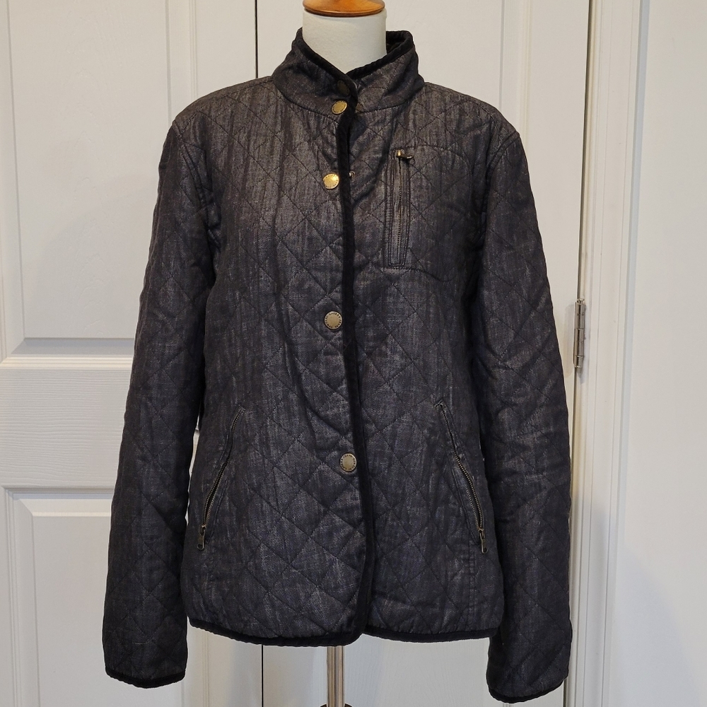 Ralph Lauren Black Denim Quilted Barn Coat OH4